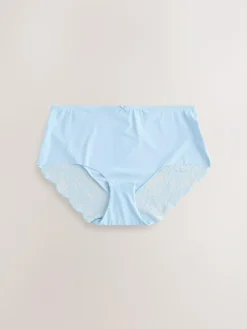 Next Blue Floral Midi No VPL Lace Back Briefs 5 Pack^Women Panties