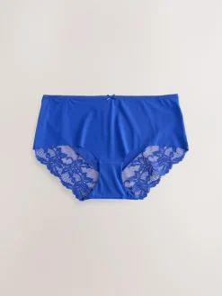 Next Blue Floral Midi No VPL Lace Back Briefs 5 Pack^Women Panties