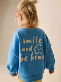 Discount Next Blue Flower Crew Neck Sweatshirt (3mths-7yrs)