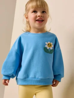 Discount Next Blue Flower Crew Neck Sweatshirt (3mths-7yrs)