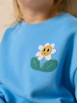 Discount Next Blue Flower Crew Neck Sweatshirt (3mths-7yrs)