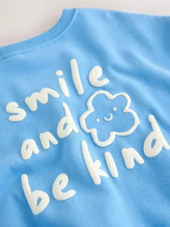 Discount Next Blue Flower Crew Neck Sweatshirt (3mths-7yrs)