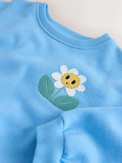 Discount Next Blue Flower Crew Neck Sweatshirt (3mths-7yrs)