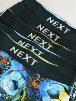 Clearance Next Boxers 5 Pack (2-16yrs) Blue Football Print