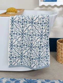 Next Blue Geo Tile 100% Cotton Towel^ Towels & Bathmats