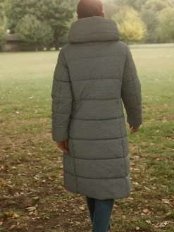 Next Blue Gingham Shower Resistant Padded Hooded Longline Coat^Women Coats & Jackets|Coats & Jackets