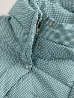 Next Blue Gingham Shower Resistant Padded Hooded Longline Coat^Women Coats & Jackets|Coats & Jackets