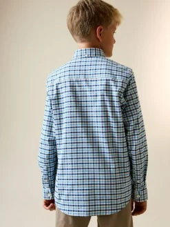 Online Next Blue Gingham Single Oxford Shirt (3-16yrs)
