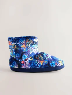 Next Blue Graffiti Gamer Cosy Slipper Boots