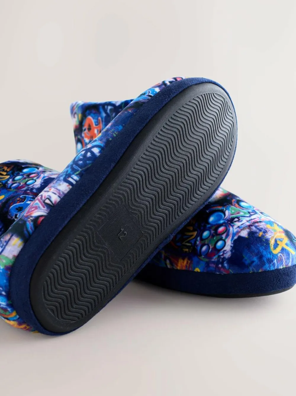 Next Blue Graffiti Gamer Cosy Slipper Boots