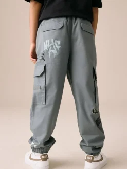 Next Blue Graffiti Loose Fit Cargo Trousers (3-16yrs)^BOY Joggers|Pants & Chinos