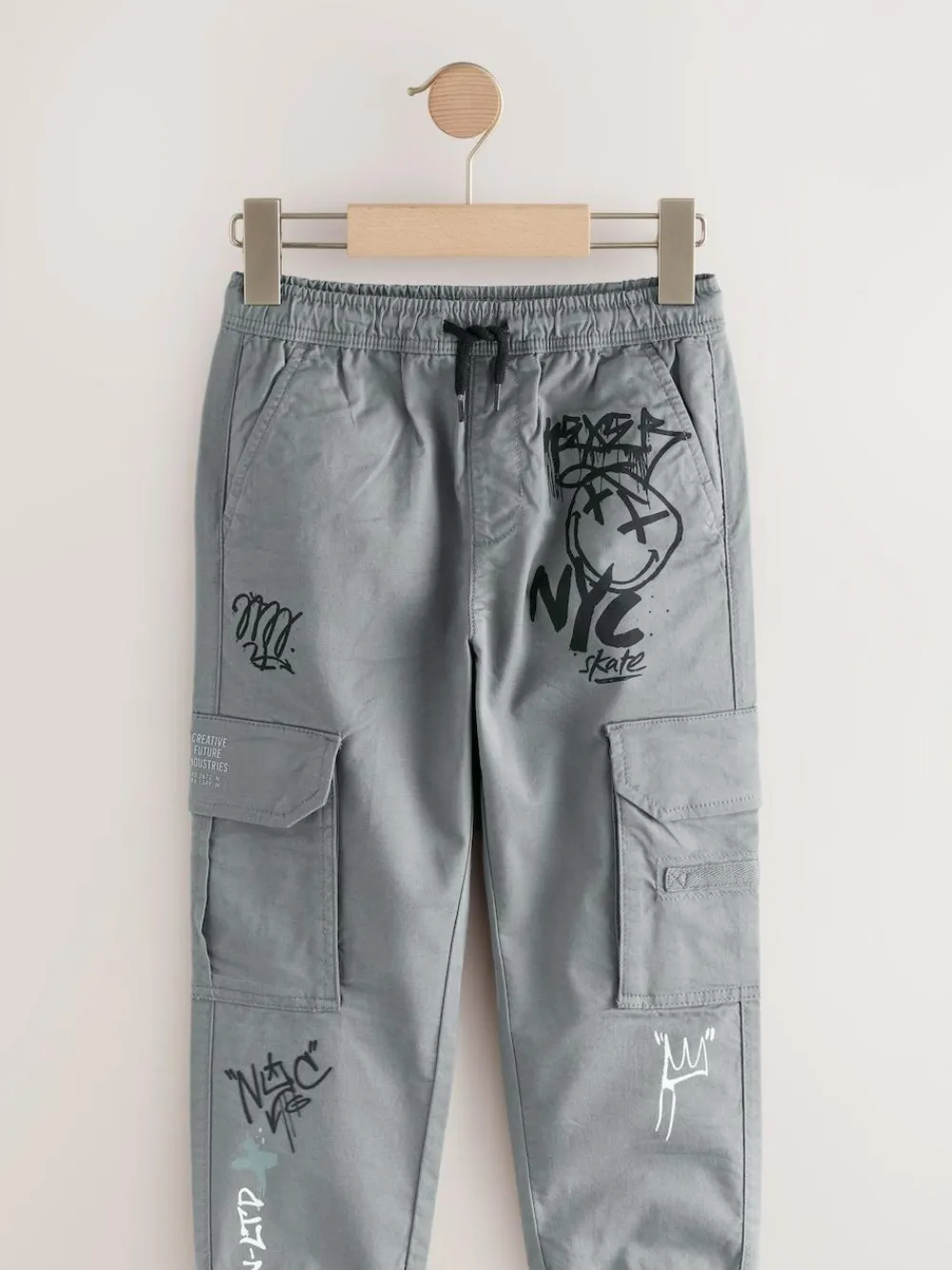 Next Blue Graffiti Loose Fit Cargo Trousers (3-16yrs)^BOY Joggers|Pants & Chinos
