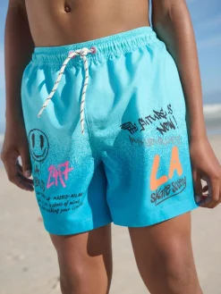 Next Blue Graffiti Printed Swim Shorts (3-16yrs)^BOY Swimwear