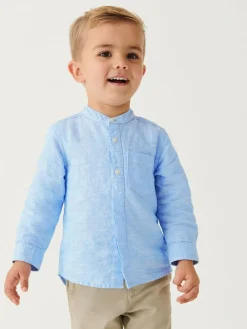 Next Grandad Collar Linen Mix Shirt (3mths-7yrs)^BOY Suits & Vest|Shirts