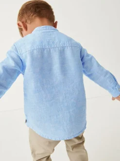 Next Grandad Collar Linen Mix Shirt (3mths-7yrs)^BOY Suits & Vest|Shirts