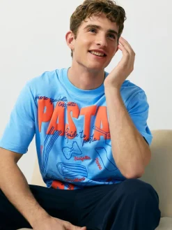 Next Blue Graphic Short Sleeve Jersey Pyjamas Set^ Pyjamas