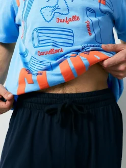 Next Blue Graphic Short Sleeve Jersey Pyjamas Set^ Pyjamas