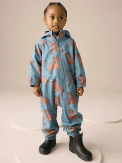Next Blue Hamish Print Waterproof Fleece Lined Puddlesuit (3mths-7yrs)^BOY Baby Boys|Baby Boys