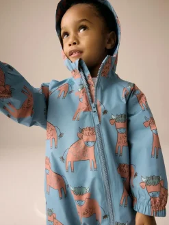 Next Blue Hamish Print Waterproof Fleece Lined Puddlesuit (3mths-7yrs)^BOY Baby Boys|Baby Boys