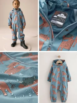 Next Blue Hamish Print Waterproof Fleece Lined Puddlesuit (3mths-7yrs)^BOY Baby Boys|Baby Boys