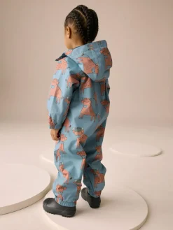 Next Blue Hamish Print Waterproof Fleece Lined Puddlesuit (3mths-7yrs)^BOY Baby Boys|Baby Boys