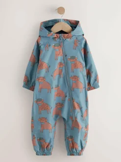 Next Blue Hamish Print Waterproof Fleece Lined Puddlesuit (3mths-7yrs)^BOY Baby Boys|Baby Boys