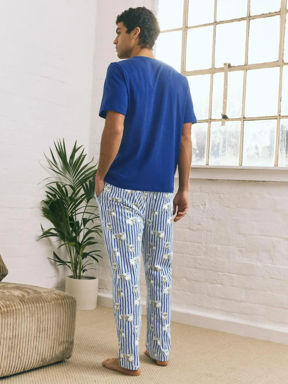 Next Blue Hamish the Highland Cow Jersey Short Sleeve Pyjamas Set