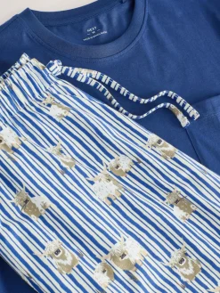 Next Blue Hamish the Highland Cow Jersey Short Sleeve Pyjamas Set