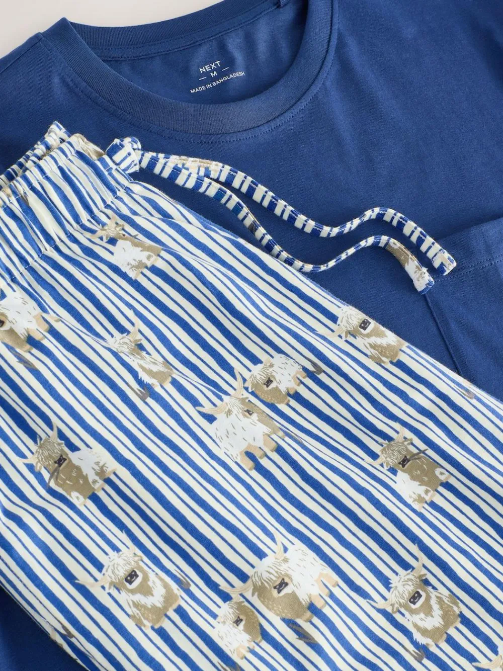Next Blue Hamish the Highland Cow Jersey Short Sleeve Pyjamas Set