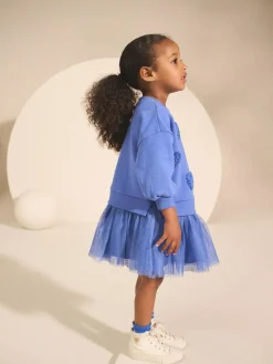 Clearance Next Blue Hearts Sweat Party Dress (3mths-7yrs)