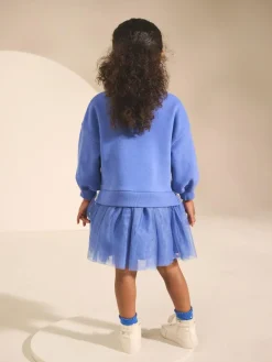 Clearance Next Blue Hearts Sweat Party Dress (3mths-7yrs)