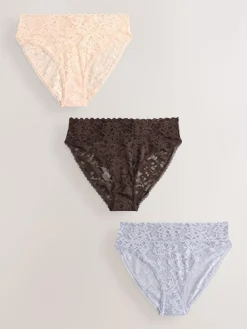 Next High Leg All Over Lace Knickers 3 Pack^Women Panties|All Lingerie