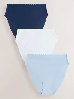 Discount Next High Waist High Leg No VPL Scallop Knickers 3 Pack Blue