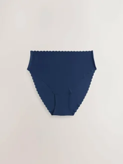 Discount Next High Waist High Leg No VPL Scallop Knickers 3 Pack Blue