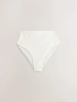 Discount Next High Waist High Leg Cotton and Lace Knickers 7 Pack Blue