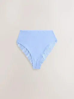 Discount Next High Waist High Leg Cotton and Lace Knickers 7 Pack Blue
