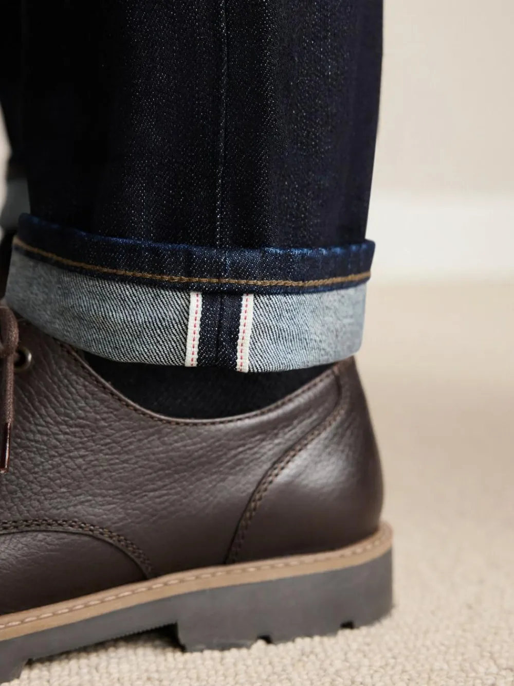 Sale Next Slim Fit Signature Selvedge Denim Jeans Blue Indigo Rinse