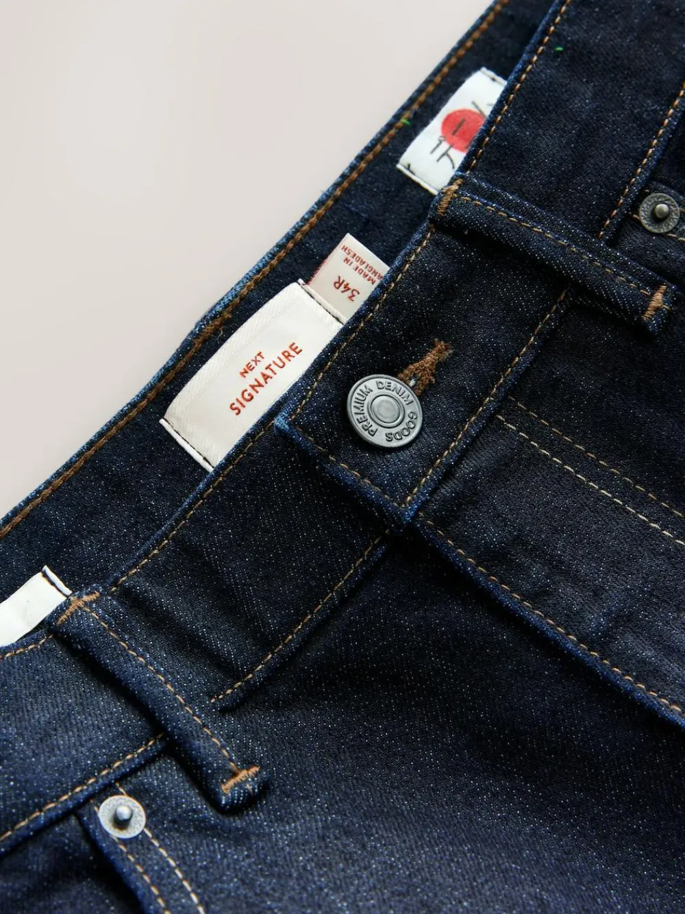 Sale Next Slim Fit Signature Selvedge Denim Jeans Blue Indigo Rinse