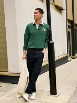 Sale Next Straight Fit Signature Selvedge Denim Jeans Blue Indigo Rinse