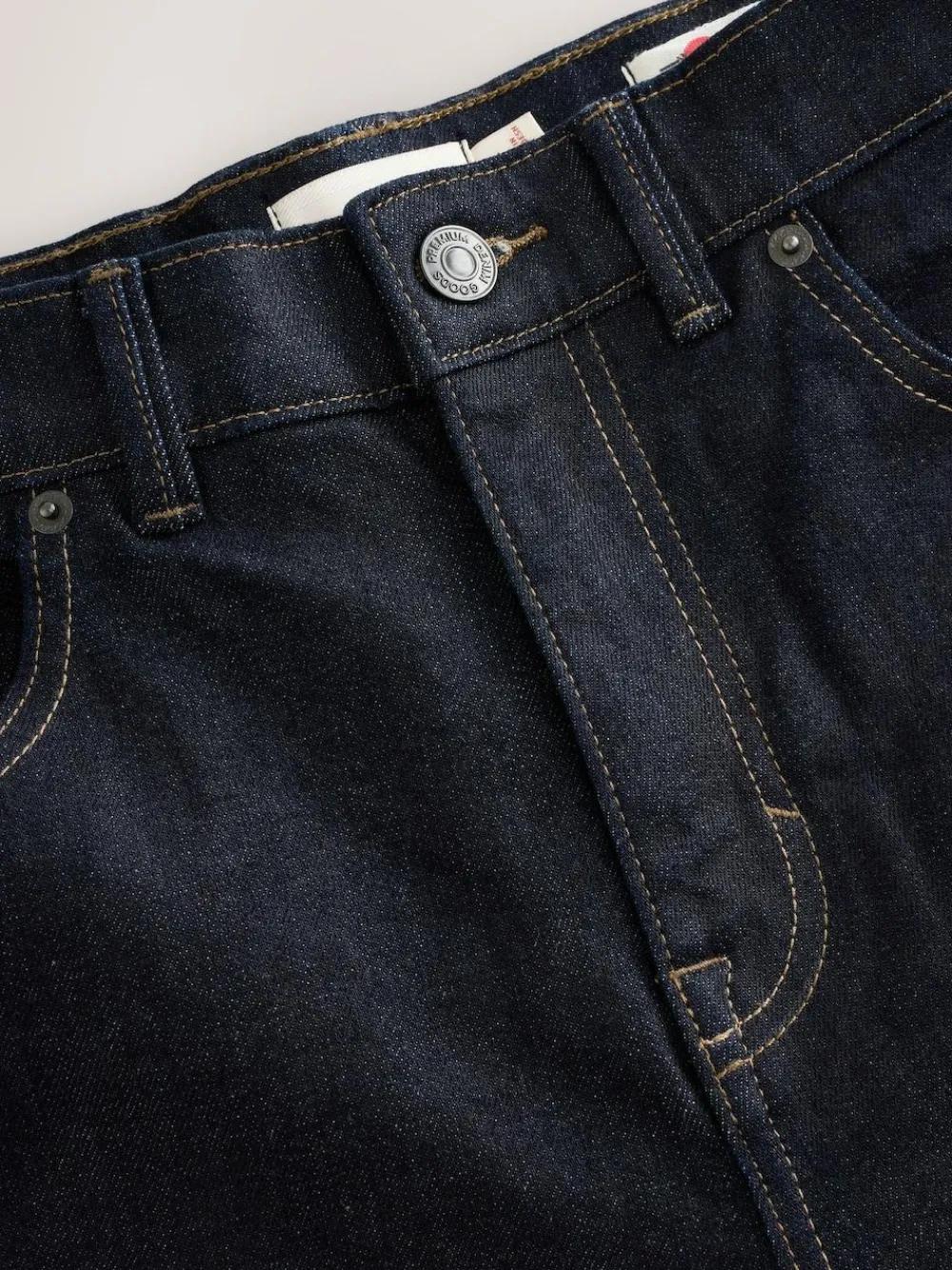 Sale Next Straight Fit Signature Selvedge Denim Jeans Blue Indigo Rinse