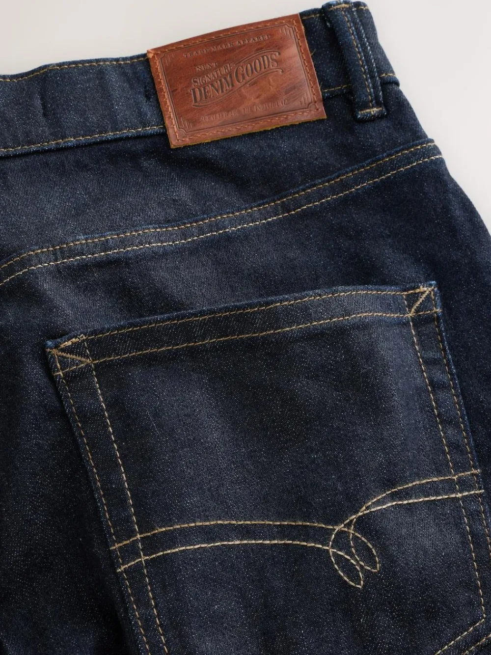 Sale Next Straight Fit Signature Selvedge Denim Jeans Blue Indigo Rinse