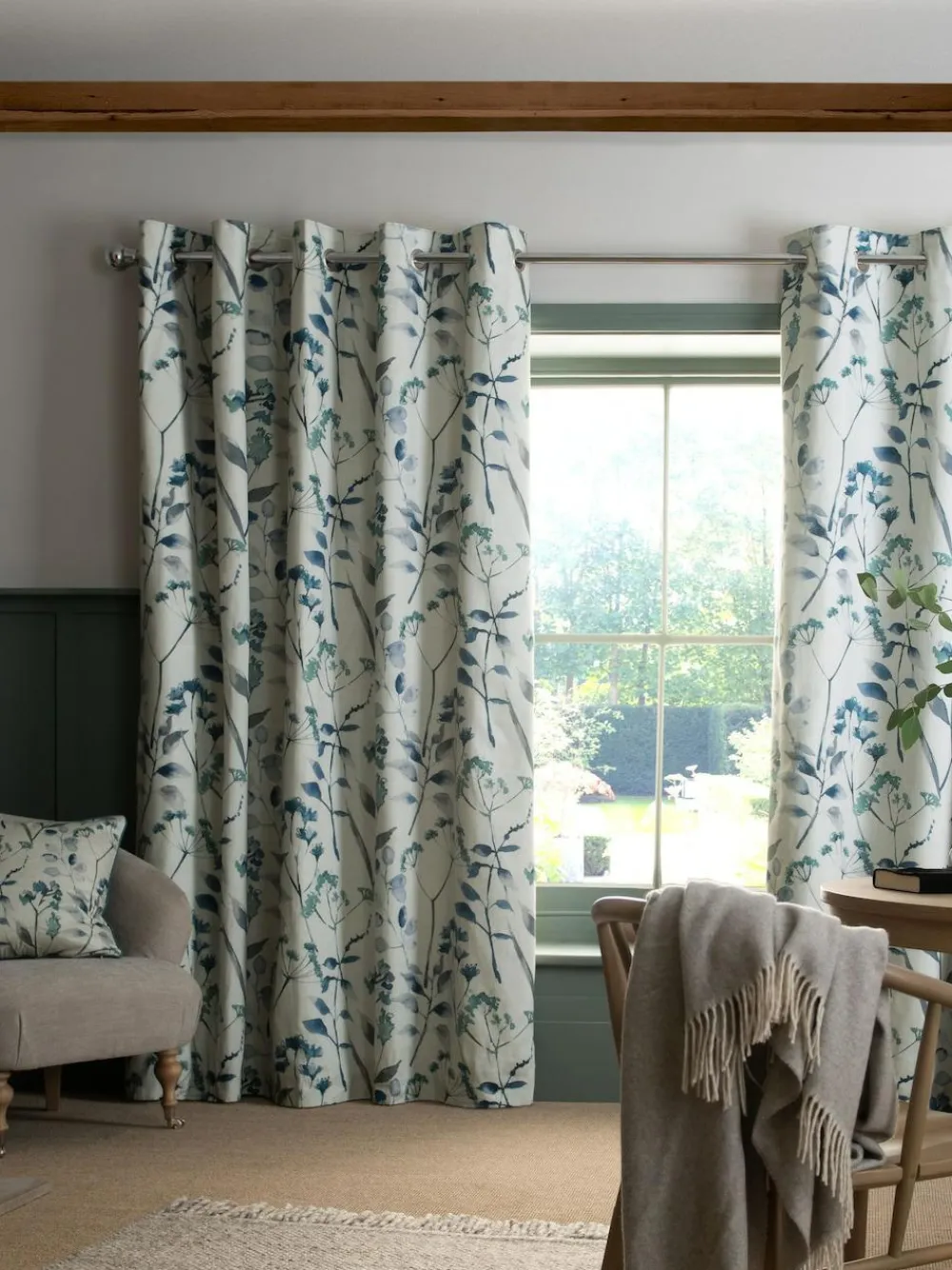 Next Isla Floral Print Blackout/Thermal Eyelet Curtains^ Curtains & Blinds