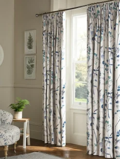Next Isla Floral Print Pencil Pleat Blackout/Thermal Curtains^ Curtains & Blinds
