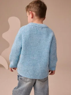 Sale Next Knitted Crew Neck Jumper (3mths-7yrs) Blue