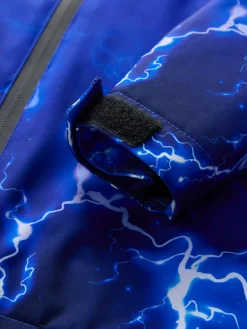 Next Blue Lightning Print Waterproof Fleece Lined Hooded Jacket (3-16yrs)^BOY Coats & Jackets|Snowsuits & Coats