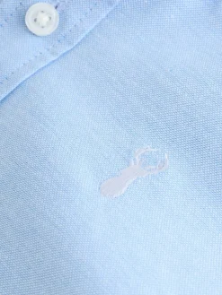 New Next Blue Logo Short Sleeve Cotton Rich Oxford Shirt (3-16yrs)