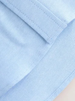 New Next Blue Logo Short Sleeve Cotton Rich Oxford Shirt (3-16yrs)