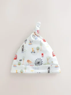 Next Blue London Tie Top Baby Hats 3 Pack (0-18mths)^BOY Hats & Scratch Mitts|Newborn Accessories
