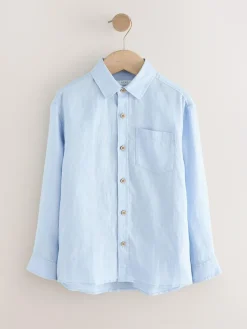 Best Next Long Sleeve 100% Linen Shirt (3-16yrs) Blue