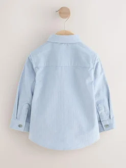 Outlet Next Blue Long Sleeve Christmas Embroidery Character Shirt (3mths-7yrs)